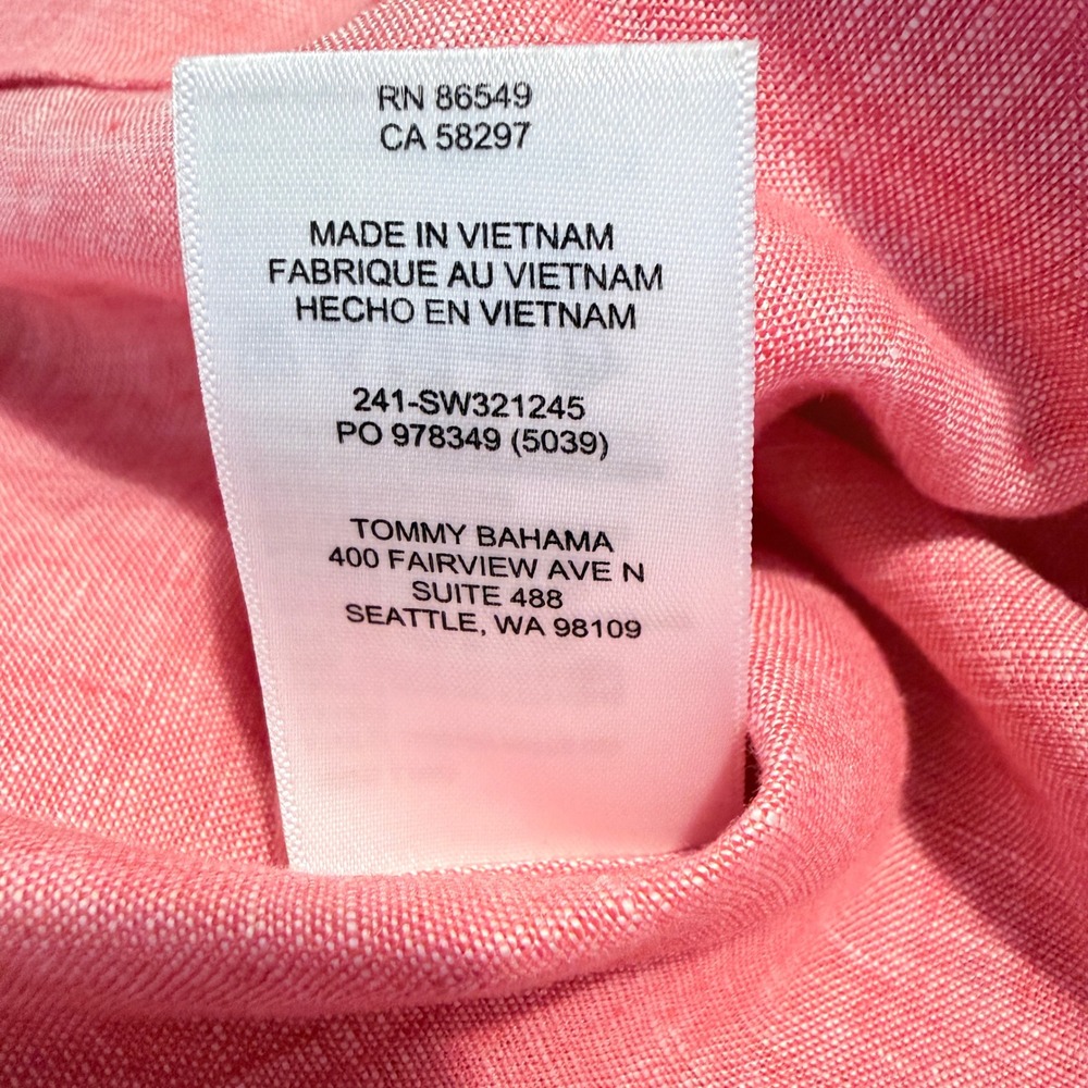 Tommy Bahama Tunic Women Size M Coral Pink 100% Linen Lace Up Tassel Top - Picture 6 of 10